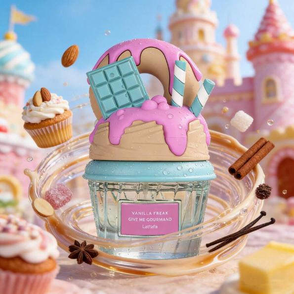 Lattafa Perfume Vanilla Freak EDP para Hombres y Mujeres 75 ml Fragancia Unisex con Diseño de Helado y Chocolates
