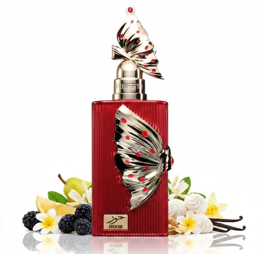 Riiffs Perfume Hoor ExDP para Mujeres 100 ml con Diseño de Mariposa Roja y Dorada
