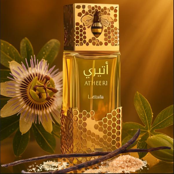 Lattafa Perfume Atheeri EDP para Hombres y Mujeres 100 ml Fragancia Unisex con Diseño de Abejas y Celdas de Abeja