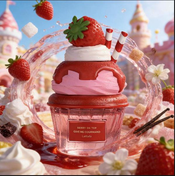 Lattafa Perfume Berry on Top EDP para Hombres y Mujeres 75 ml Fragancia Unisex con Diseño de Cupcake