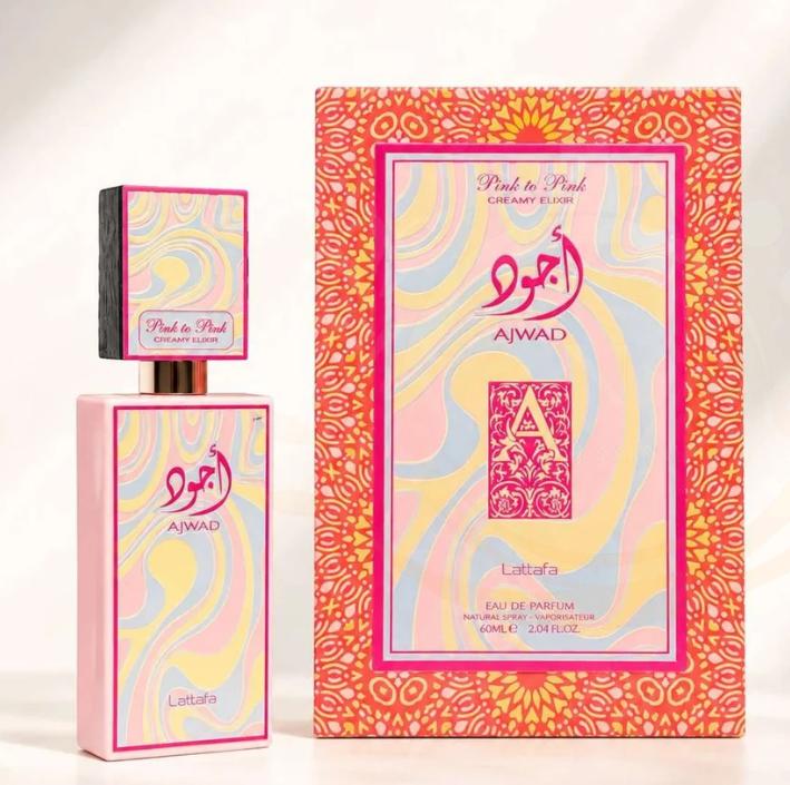 Lattafa Ajwad Pink to Pink Creamy Elixir EDP para Mujeres 60 ml Fragancia Suave y Aromática