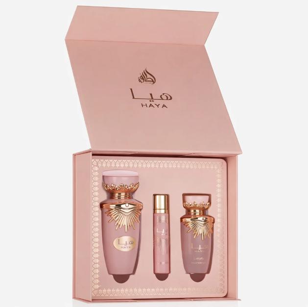 Lattafa Set Perfume Haya para Mujeres con Elegante Diseño y Aroma Exquisito