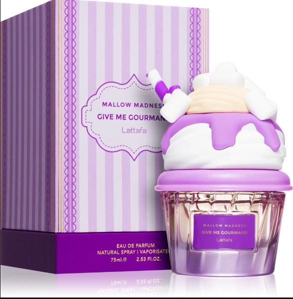 Lattafa Perfume Mallow Madness EDP para Hombres y Mujeres 75 ml Fragancia Unisex con Diseño de Cupcake