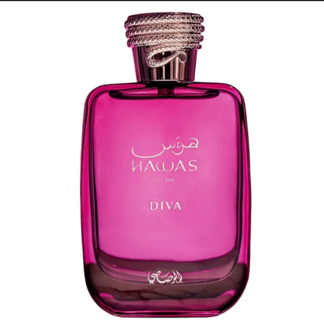 Rasasi Perfume Hawas for Her Diva EDP para mujeres de 100 ml Fragancia elegante y sofisticada para ocasiones especiales