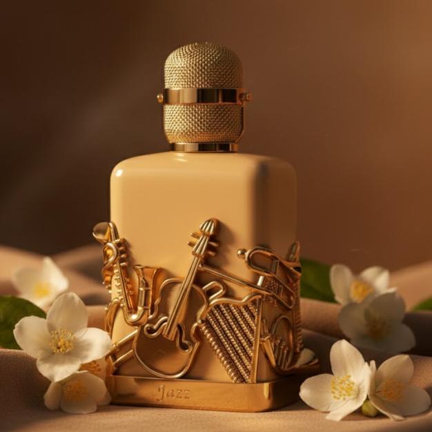 Fragrance World Perfume Notes Jazz EDP para Hombres y Mujeres 100 ml Aroma Unisex con Diseño de Instrumentos Musicales
