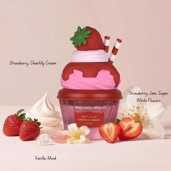 Lattafa Perfume Berry on Top EDP para Hombres y Mujeres 75 ml Fragancia Unisex con Diseño de Cupcake