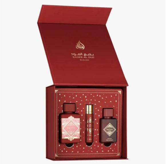 Lattafa Set de Regalo 3 Piezas Perfume Badee al Oud Sublime para Mujeres Fragancia Elegante y Exclusiva