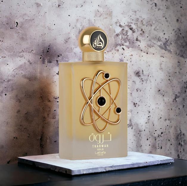 Lattafa Perfume Tharwah Gold EDP para Mujeres 100 ml Fragancia Elegante y Duradera