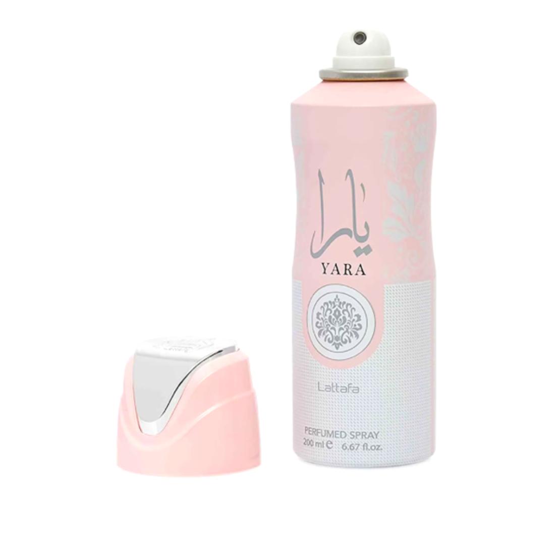 Lattafa Desodorante Yara Rosa de 200 ml para Mujeres Perfumado Spray Fresco y Duradero