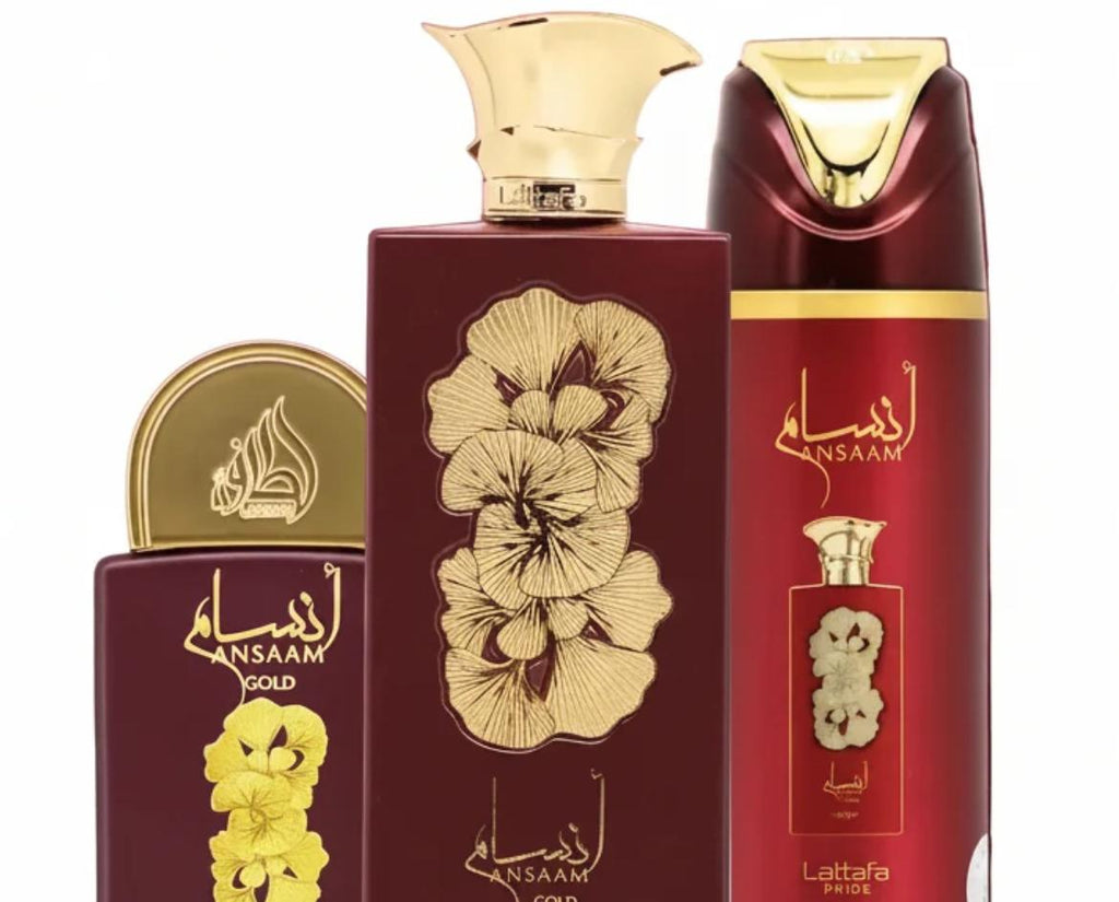 Lattafa Set de Regalo Perfume Ansaam Gold para Mujeres con Elegante Diseño y Aroma Exclusivo