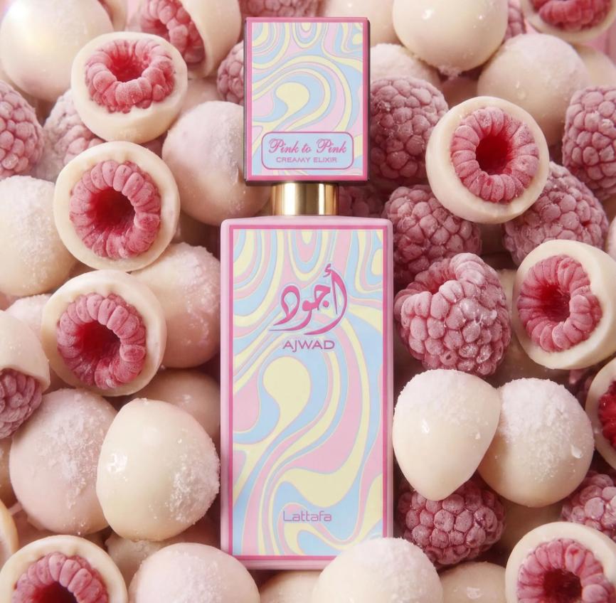 Lattafa Ajwad Pink to Pink Creamy Elixir EDP para Mujeres 60 ml Fragancia Suave y Aromática