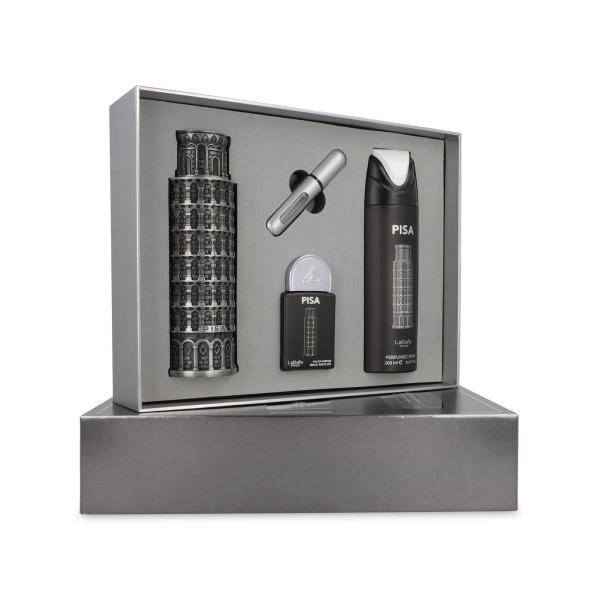 Lattafa Set de Regalo Perfume Pisa para Hombres y Mujeres Incluye Spray y Perfume de Calidad