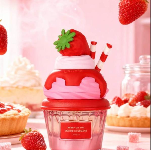 Lattafa Perfume Berry on Top EDP para Hombres y Mujeres 75 ml Fragancia Unisex con Diseño de Cupcake