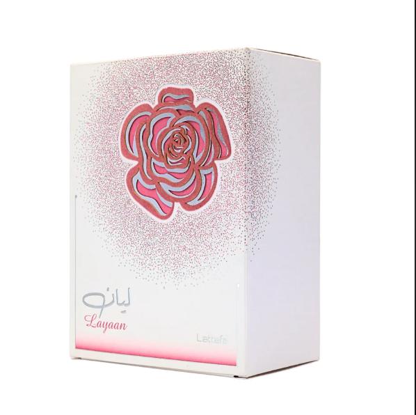 Lattafa Perfume Layaan EDP para Mujeres 75 ml Fragancia Floral con Diseño de Rosa Elegante
