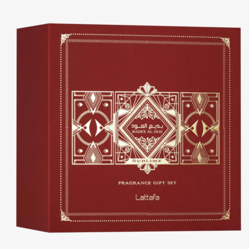 Lattafa Set de Regalo 3 Piezas Perfume Badee al Oud Sublime para Mujeres Fragancia Elegante y Exclusiva