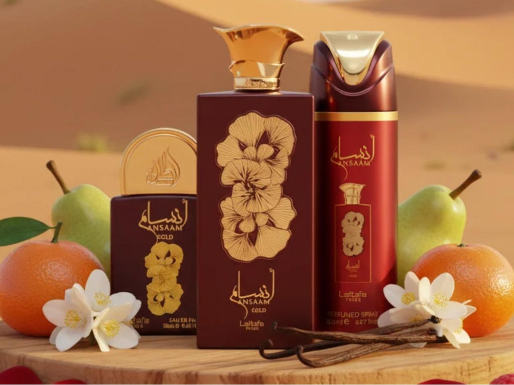 Lattafa Set de Regalo Perfume Ansaam Gold para Mujeres con Elegante Diseño y Aroma Exclusivo