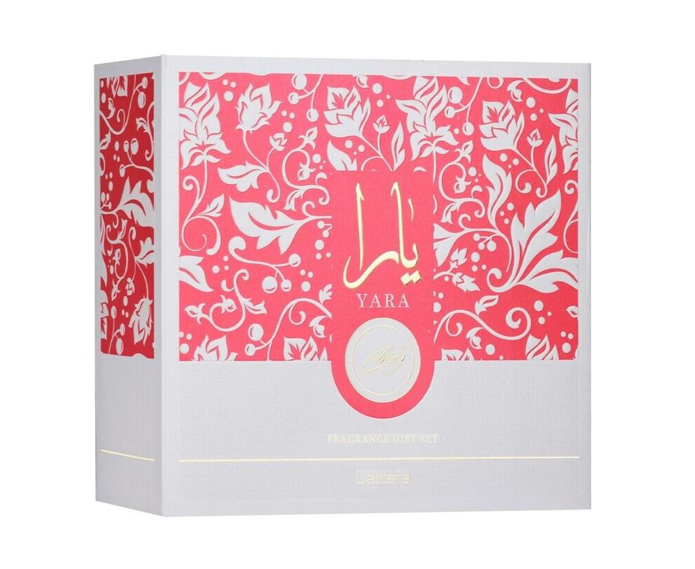 Lattafa Set de Regalo 3 Piezas Yara Candy Perfume para Mujer Fragancia Elegante y Atractiva