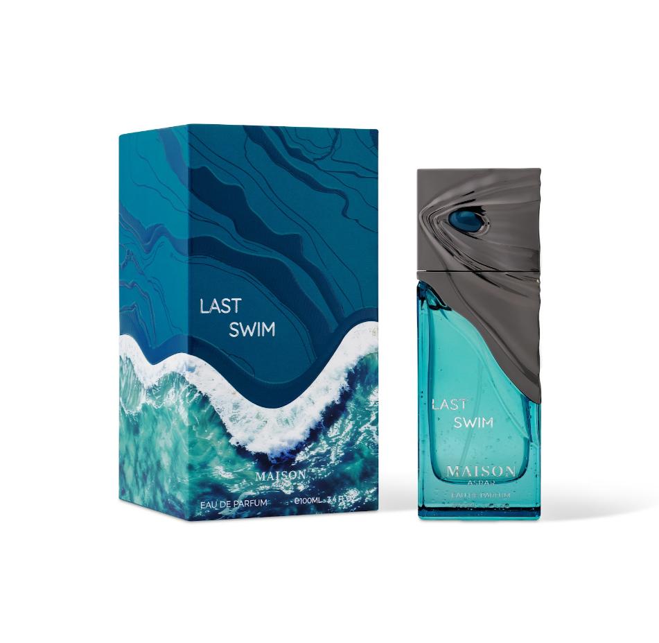 Maison Asrar Perfume Last Swim EDP para Hombres y Mujeres 100 ml Fragancia Unisex con Diseño Acuático