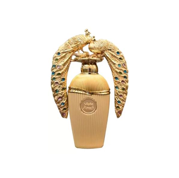 Lattafa Perfume Afeef EDP para Mujeres 100 ml Diseño de Pavo Real Dorado y Detalles de Piedras