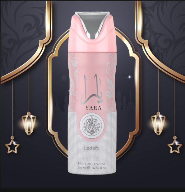 Lattafa Desodorante Yara Rosa de 200 ml para Mujeres Perfumado Spray Fresco y Duradero