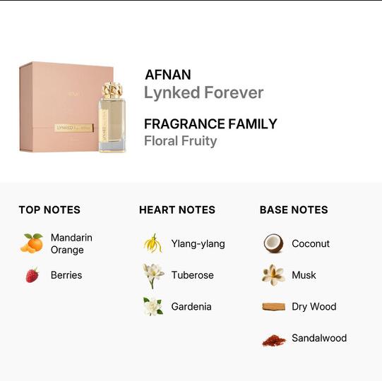 Afnan Perfume Lynked Forever EDP para Mujeres 100 ml Fragancia Elegante y Duradera