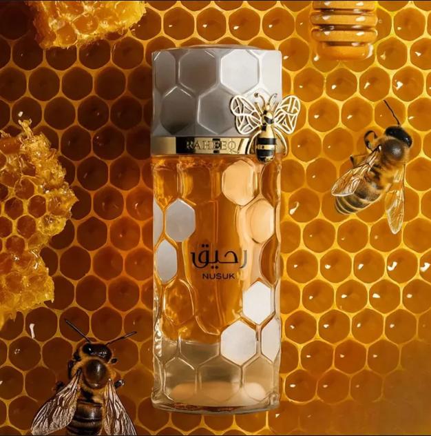 Nusuk Perfume Raheeq ExDP para Hombres y Mujeres 100 ml Fragancia Unisex con Diseño de Abejas y Celdas de Abeja