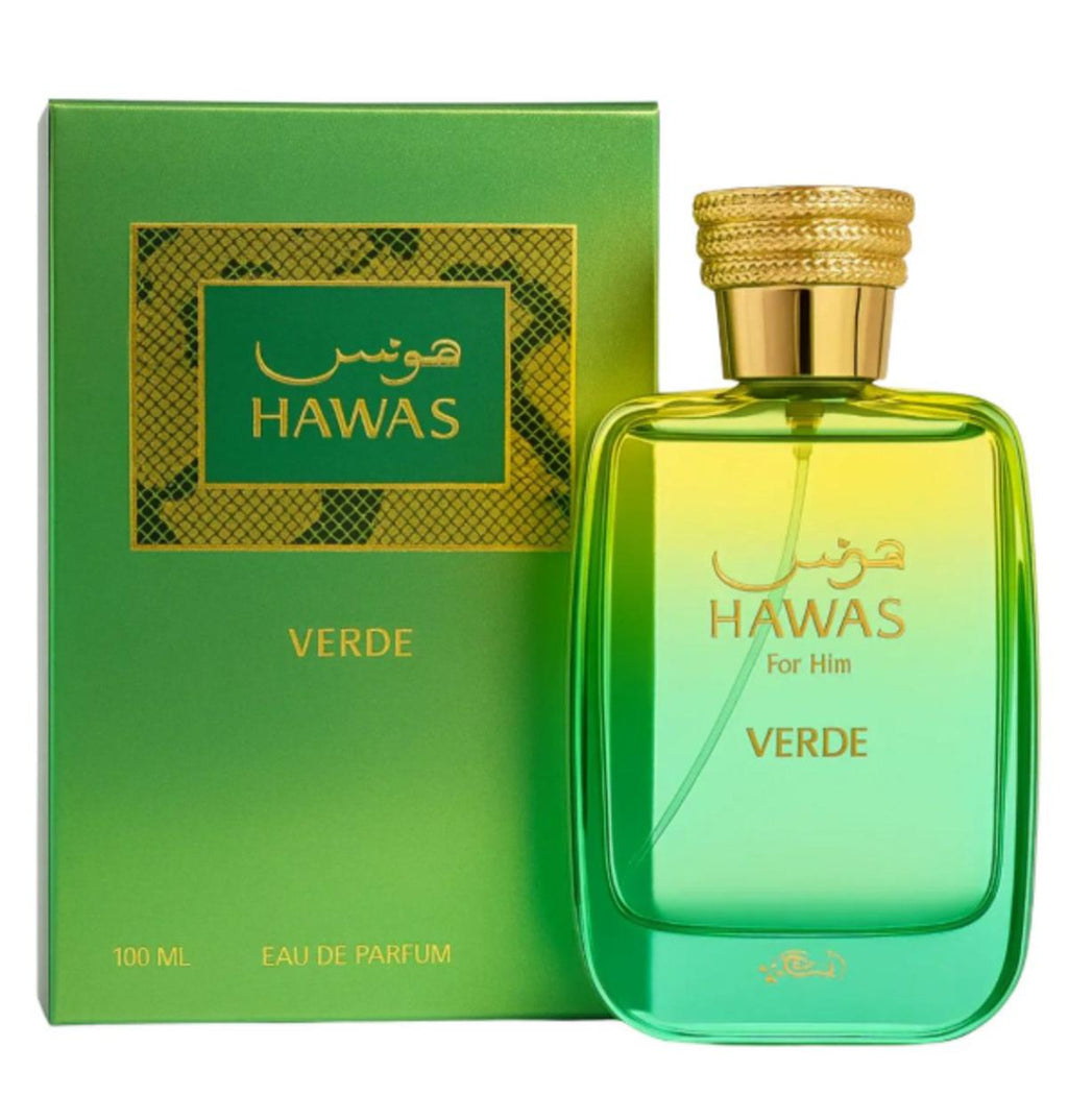 Rasasi Perfume Hawas Verde EDP para Hombres 100 ml Fragancia Masculina de Alta Calidad