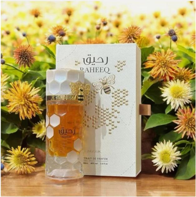 Nusuk Perfume Raheeq ExDP para Hombres y Mujeres 100 ml Fragancia Unisex con Diseño de Abejas y Celdas de Abeja