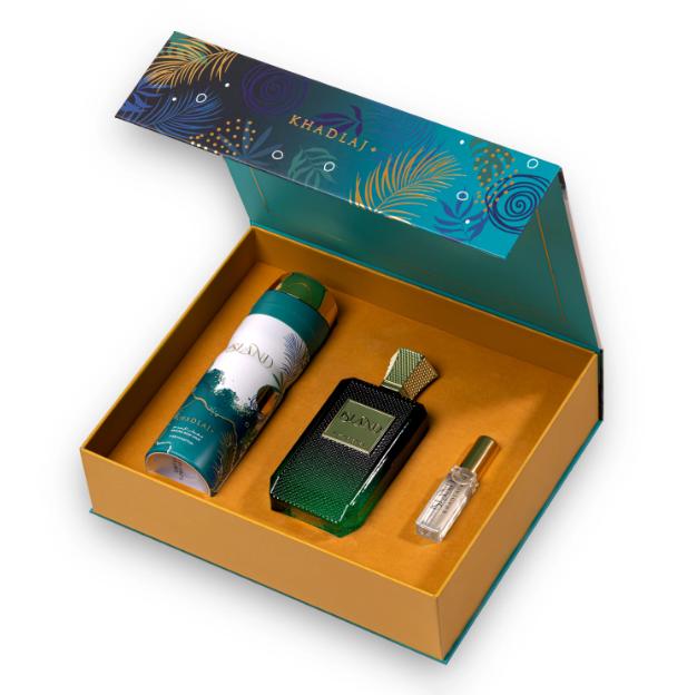 Khadlaj Set de Regalo ExDP Island para Hombres y Mujeres con Extracto de Perfume y Body Spray de Calidad Superior