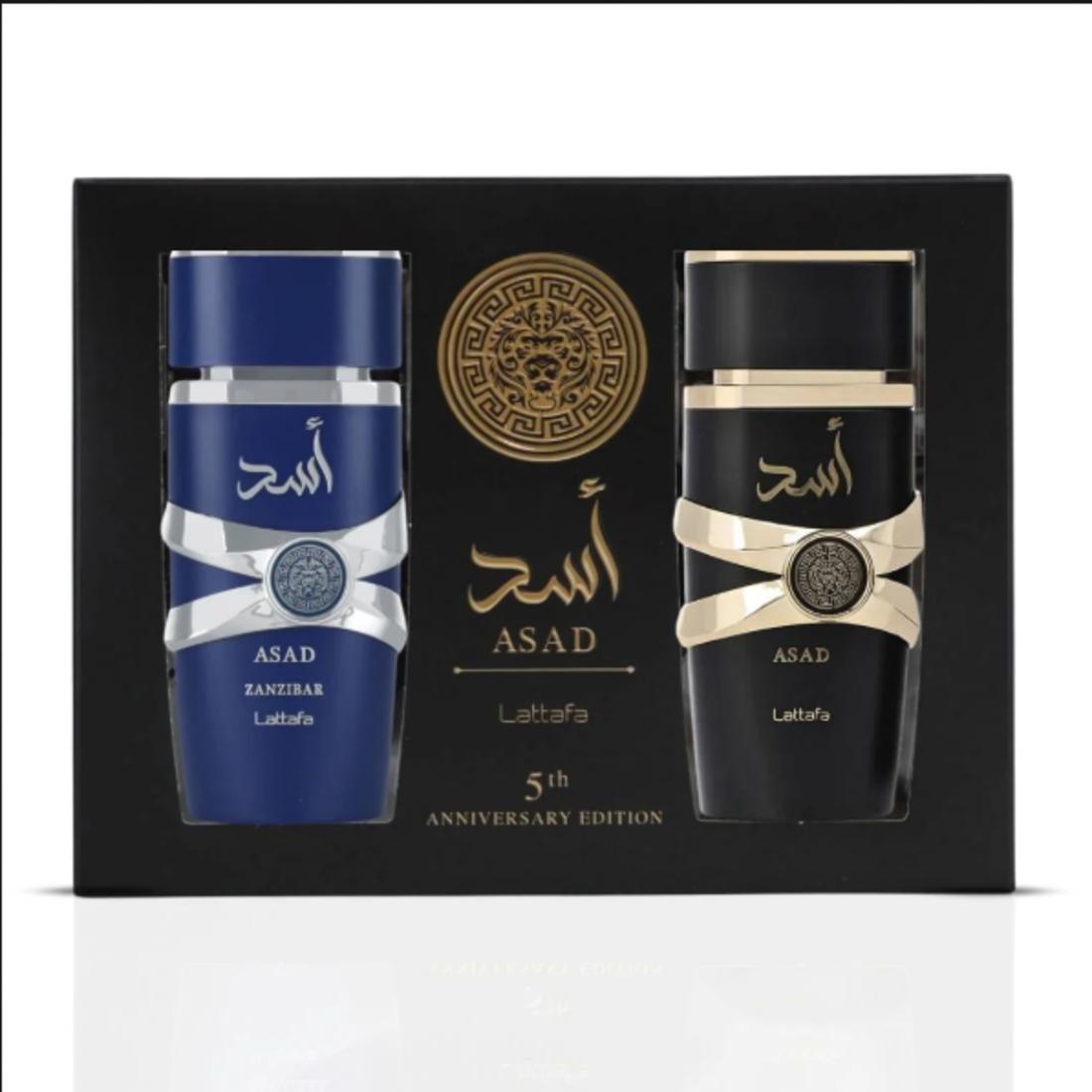 Lattafa Pack Perfume 5 Aniversario Asad y Asad Zanzíbar EDP 100 ml para Hombres Edición Especial