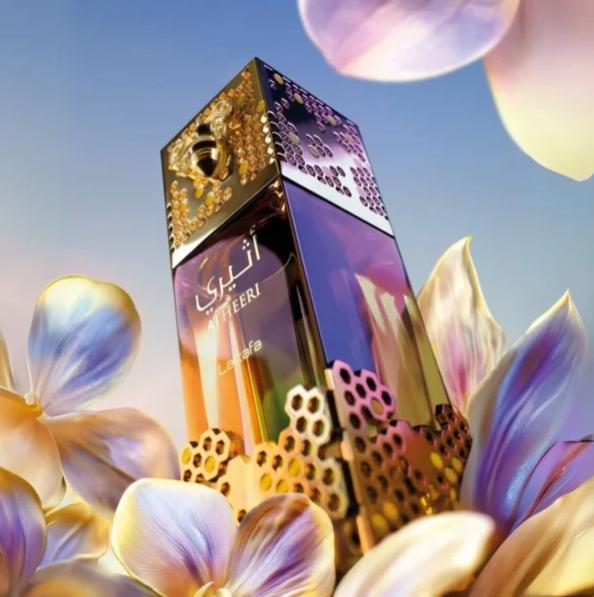 Lattafa Perfume Atheeri EDP para Hombres y Mujeres 100 ml Fragancia Unisex con Diseño de Abejas y Celdas de Abeja