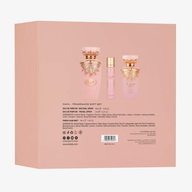 Lattafa Set Perfume Haya para Mujeres con Elegante Diseño y Aroma Exquisito