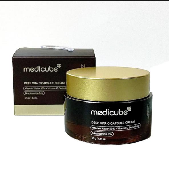 Medicube Crema Facial Iluminadora Deep Vita C Capsule Cream 55 gr con Agua de Vitamina 50% y Derivados de Vitamina C