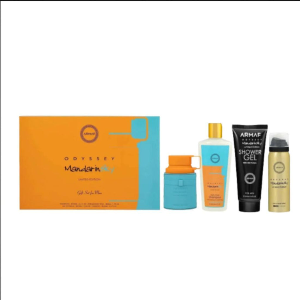 Armaf Set de Regalo Perfume Odyssey Mandarin Sky EDP para Hombres con Gel de Ducha y Spray Perfumado