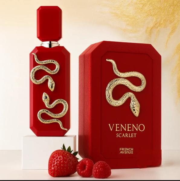 French Avenue Perfume Veneno Scarlet ExDP para Hombres y Mujeres 100 ml Fragancia Unisex con Diseño de Serpiente Dorada