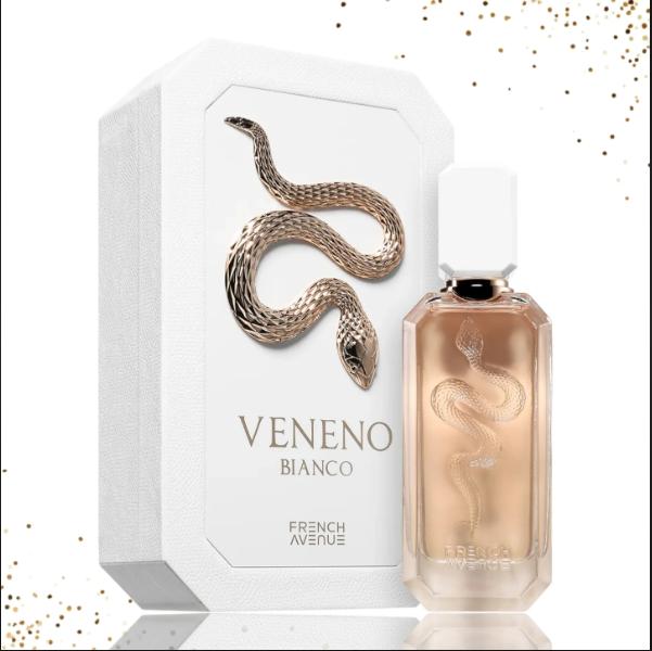 French Avenue Perfume Veneno Bianco ExDP para Hombres y Mujeres 100 ml Fragancia Unisex con Diseño de Serpiente Dorada