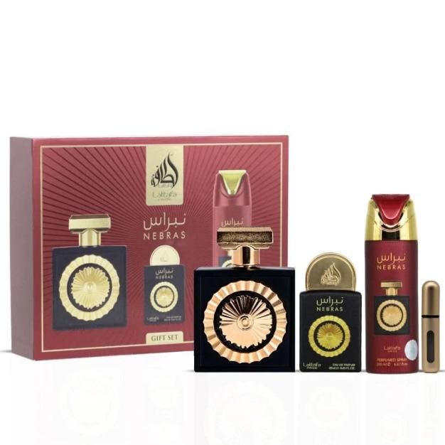Lattafa Set de Regalo Perfume Nebras para Hombres y Mujeres con Fragancia Exclusiva y Elegante
