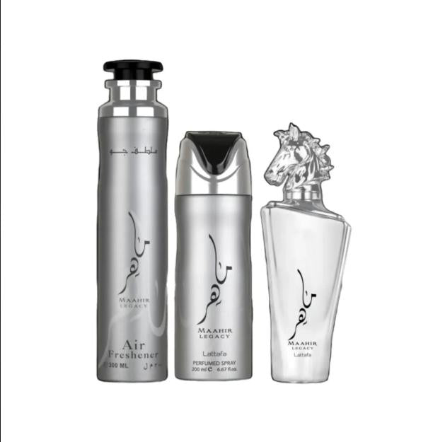 Lattafa Set de Regalo 3 Piezas Maahir Legacy para Hombres Fragancia y Cuidado Personal