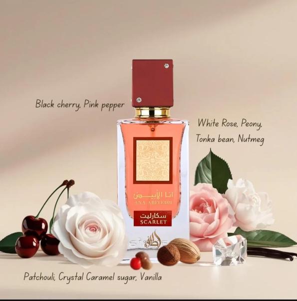 Lattafa Perfume Ana Abiyedh Scarlet EDP para Hombres y Mujeres 60 ml Fragancia Unisex de Alta Calidad