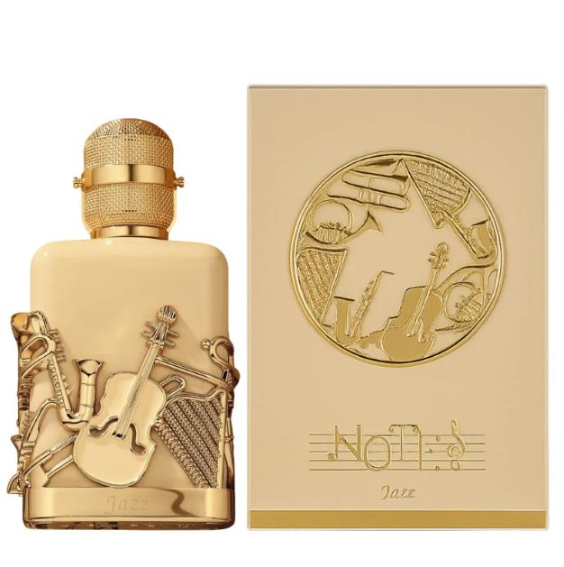 Fragrance World Perfume Notes Jazz EDP para Hombres y Mujeres 100 ml Aroma Unisex con Diseño de Instrumentos Musicales
