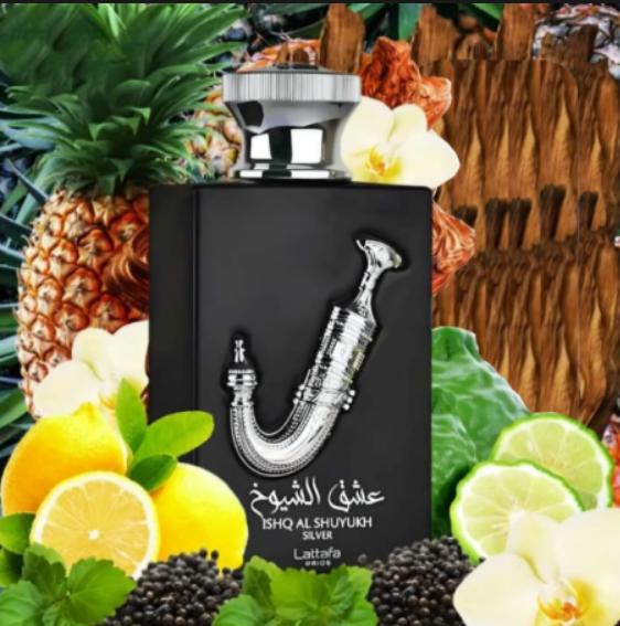 Lattafa Perfume Ishq Al Shuyukh Silver EDP para Hombres 100 ml Fragancia Masculina de Alta Calidad