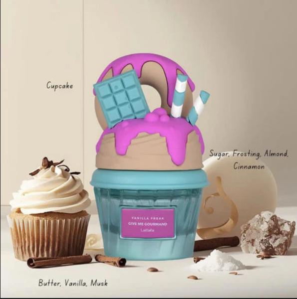 Lattafa Perfume Vanilla Freak EDP para Hombres y Mujeres 75 ml Fragancia Unisex con Diseño de Helado y Chocolates