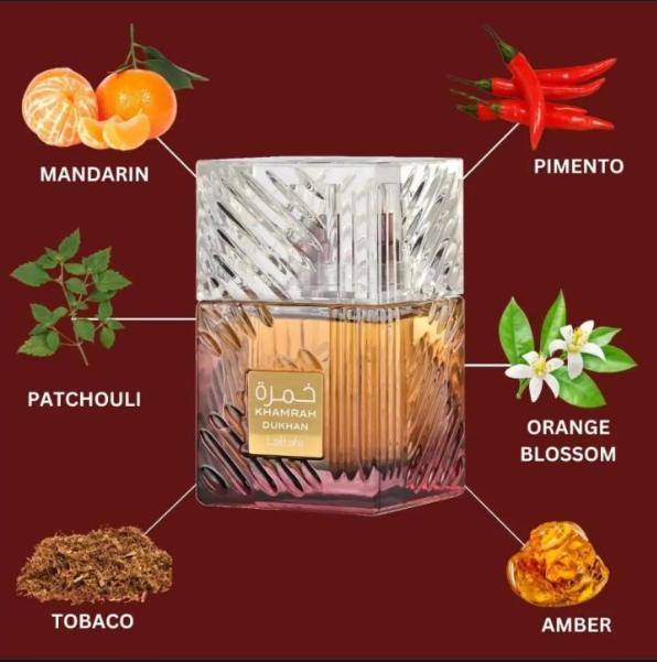 Perfume Khamrah Dukhan EDP para hombres y mujeres de 100 ml de Lattafa