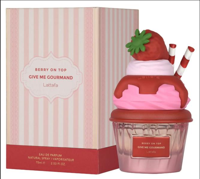 Lattafa Perfume Berry on Top EDP para Hombres y Mujeres 75 ml Fragancia Unisex con Diseño de Cupcake