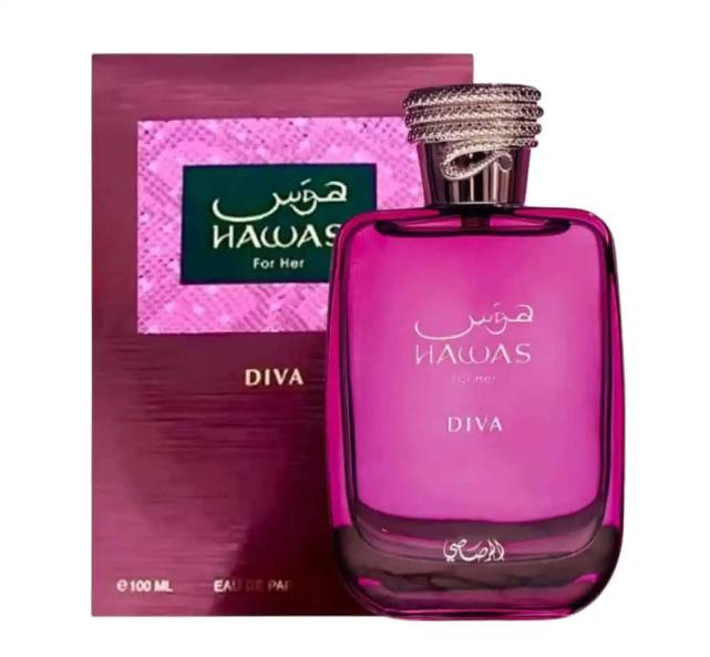 Rasasi Perfume Hawas for Her Diva EDP para mujeres de 100 ml Fragancia elegante y sofisticada para ocasiones especiales